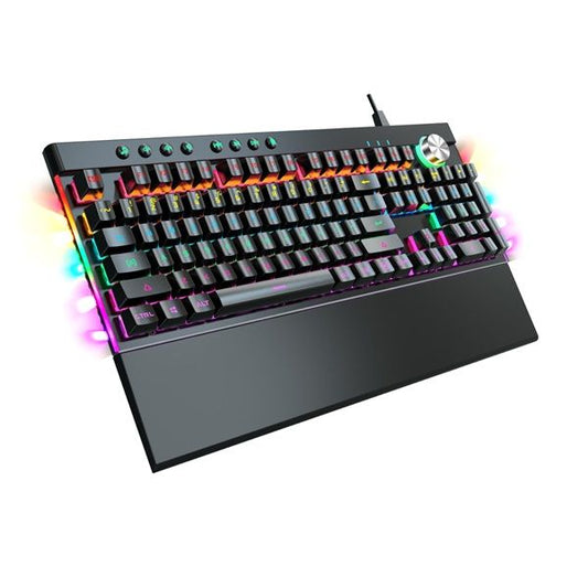 VARR Gaming Billentyűzet, RGB, mechanikus, US, Angol, neon, JIXIAN Blue kapcsolók, gamer, fekete