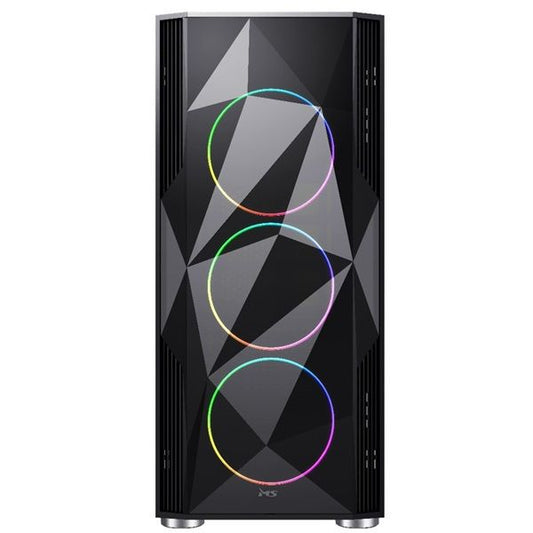 MS Számítógépház, Fighter V315, ATX, Fekete - RGB