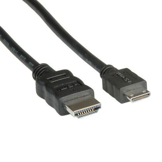 ROLINE Kábel HDMI - Mini HDMI, High Speed Ethernettel, 4K@30Hz, M/M,   2m, fekete