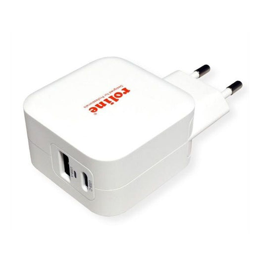 ROLINE Fali töltő, 1x USB-A QX3.0 A 1x USB-C Power IQ, 38W, fehér