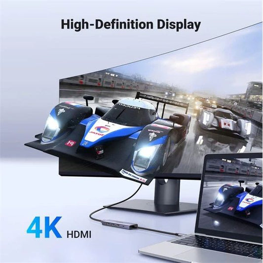 UGREEN Dokkoló állomás 5 az 1-ben, 4K@30Hz, USB HUB, HDMI 1.4, 3x USB-A 3.0, USB-C, 100W, szürke