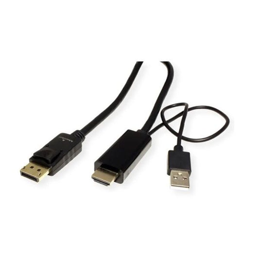 ROLINE Kábel HDMI - DisplayPort 1.2 4K@60Hz (HDMI forrás) M/M,   2m, fekete