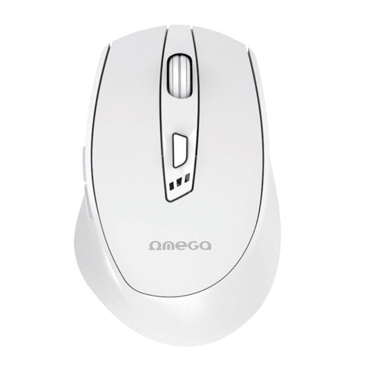 OMEGA Egér, Wireless, vezeték nélküli, Bluetooth 5.2, 2400 DPI, beépített akkumulátros, USB-C töltés, fehér