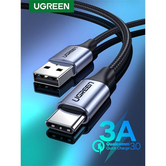 UGREEN Kábel USB 2.0 USB-A - USB-C, Gyorstöltő, 480 Mbps, 18W, 3A, M/M, 1m, fekete