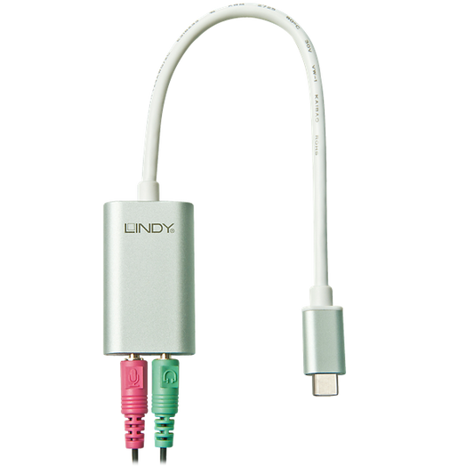 LINDY Adapter USB-C - 2x 3,5mm jack