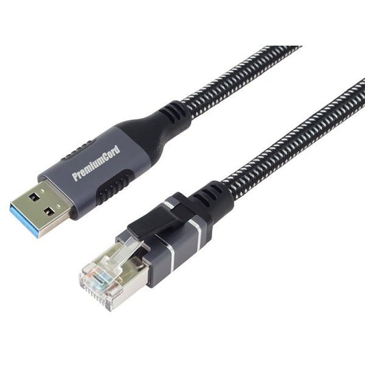 PREMIUMCORD Kábel USB-A 3.2 - LAN RJ45, 10/100/1000, 3m, fekete