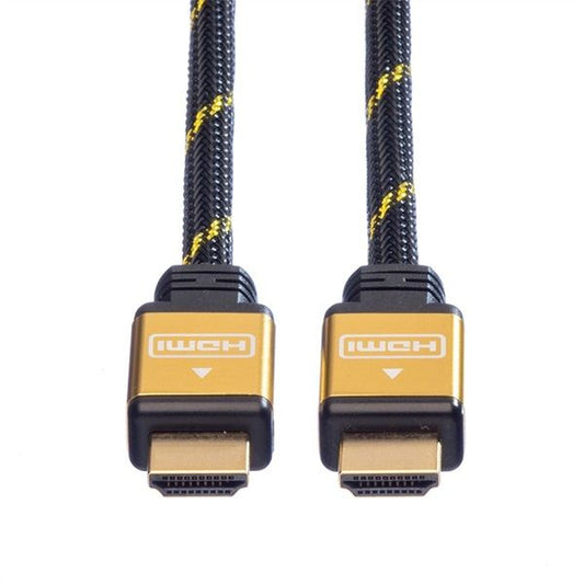 ROLINE Kábel HDMI- HDMI + Ethernet, 4K@30Hz, M/M, 15 m, fekete/arany